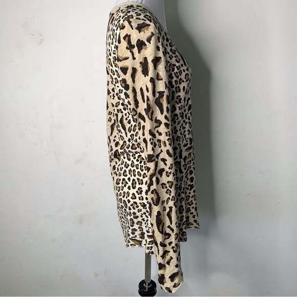 ATM Women's Natural Mixed Leopard Long Sleeve Tee Silver Pavement Size Medium - Picture 4 of 16